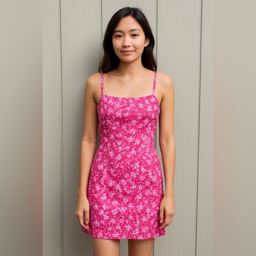 Sigrid Olsen Dress Pink Cotton Blend Sheath Tank Coastal Chic Y2K 90s Fairy 12